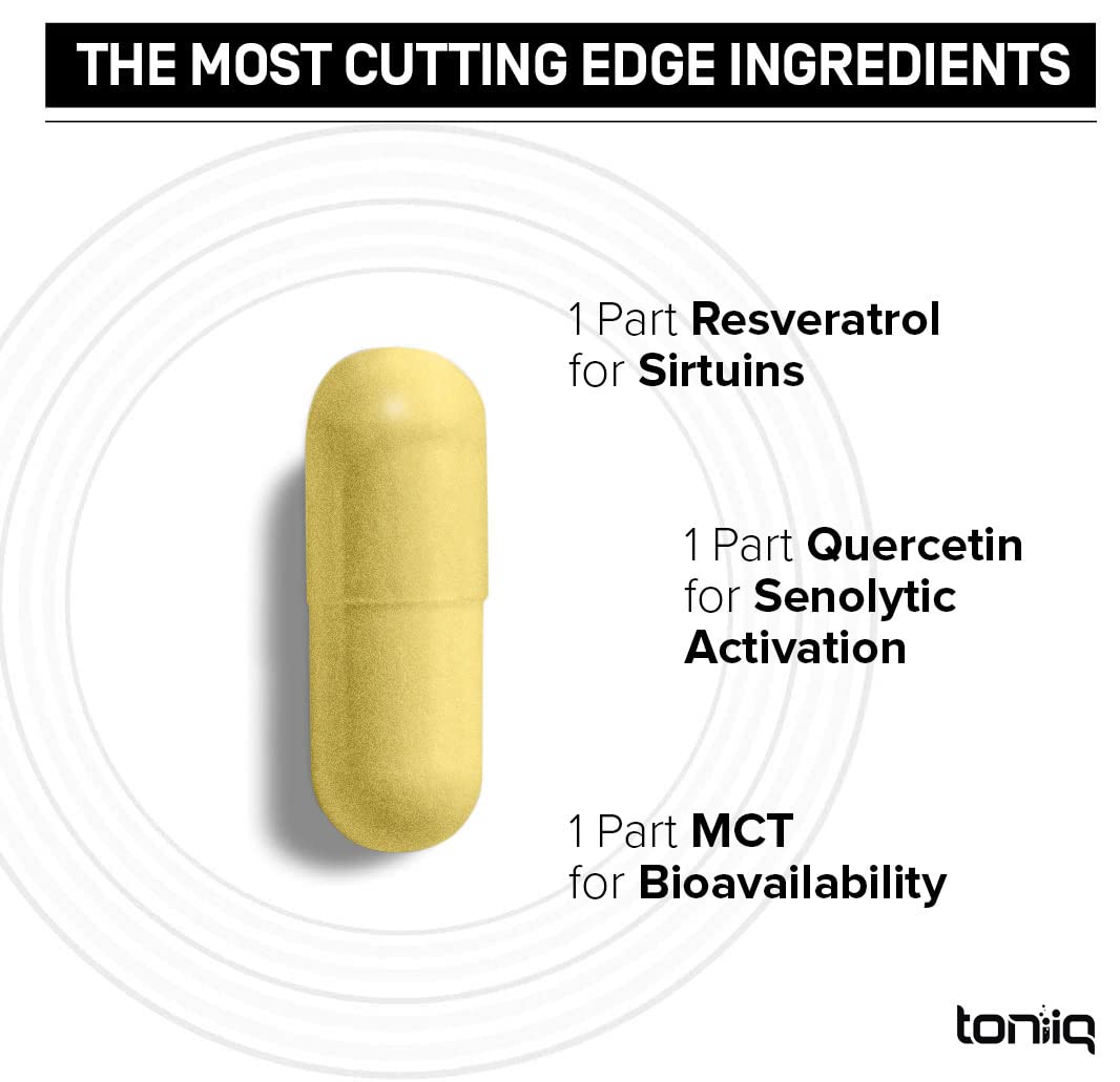 Toniiq 1600mg Resveratrol Blend - Ultra High Purity and 3rd Party Tested - with MCT Oil for Added Bioavailability - Optimal NAD Supplement Toniiq buy supplements canada