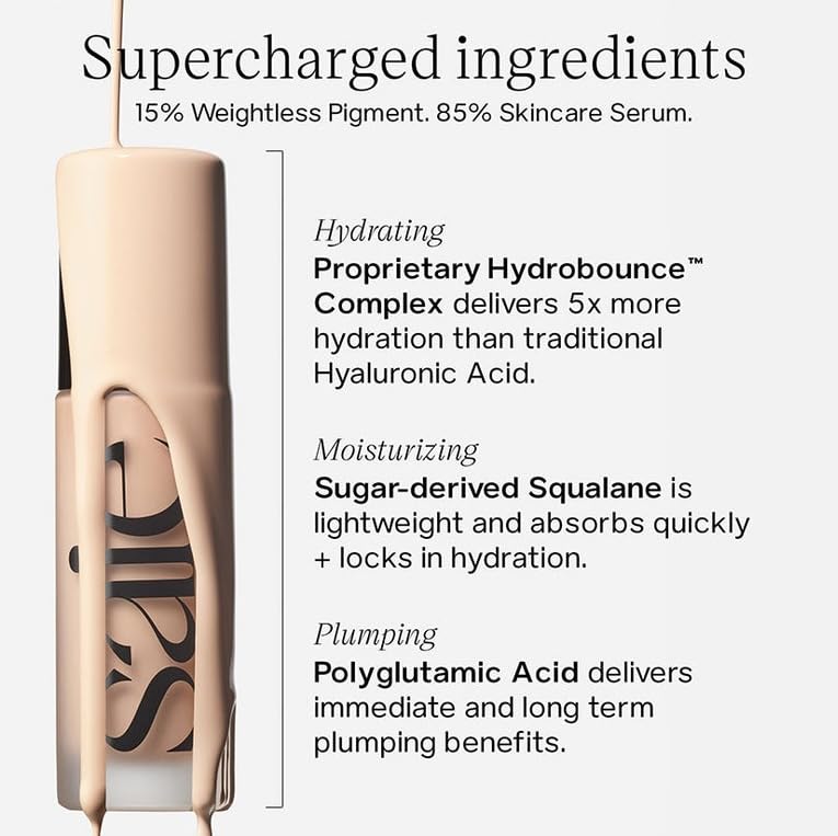 Saie Glowy Super Skin Tint Liquid Foundation - Weightless + Dewy Foundation with Lightweight Medium Coverage - Hydrating Face Makeup + Skin Care Serum Hybrid with Hyaluronic Acid - Shade 11 (1.01 oz) Saie buy supplements canada