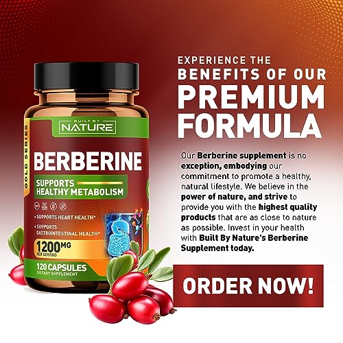 Berberine 1200mg - 100% Pure Berberine HCl Supplement, High Strength Berberine Built by Nature buy supplements canada