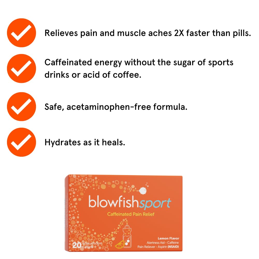 Blowfish Sport | 4 Pack | Pain Relief for Athletes | Eases Sore Muscles | Boosts Energy | Effervescent Formula Works Fast | Perfect for Morning Workouts Blowfish buy supplements canada
