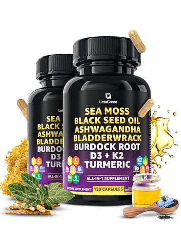LetaGreen Irish Sea Moss Capsules – 120 Wildcrafted Sea Moss Pills with Black Seed Oil LetaGreen buy supplements canada
