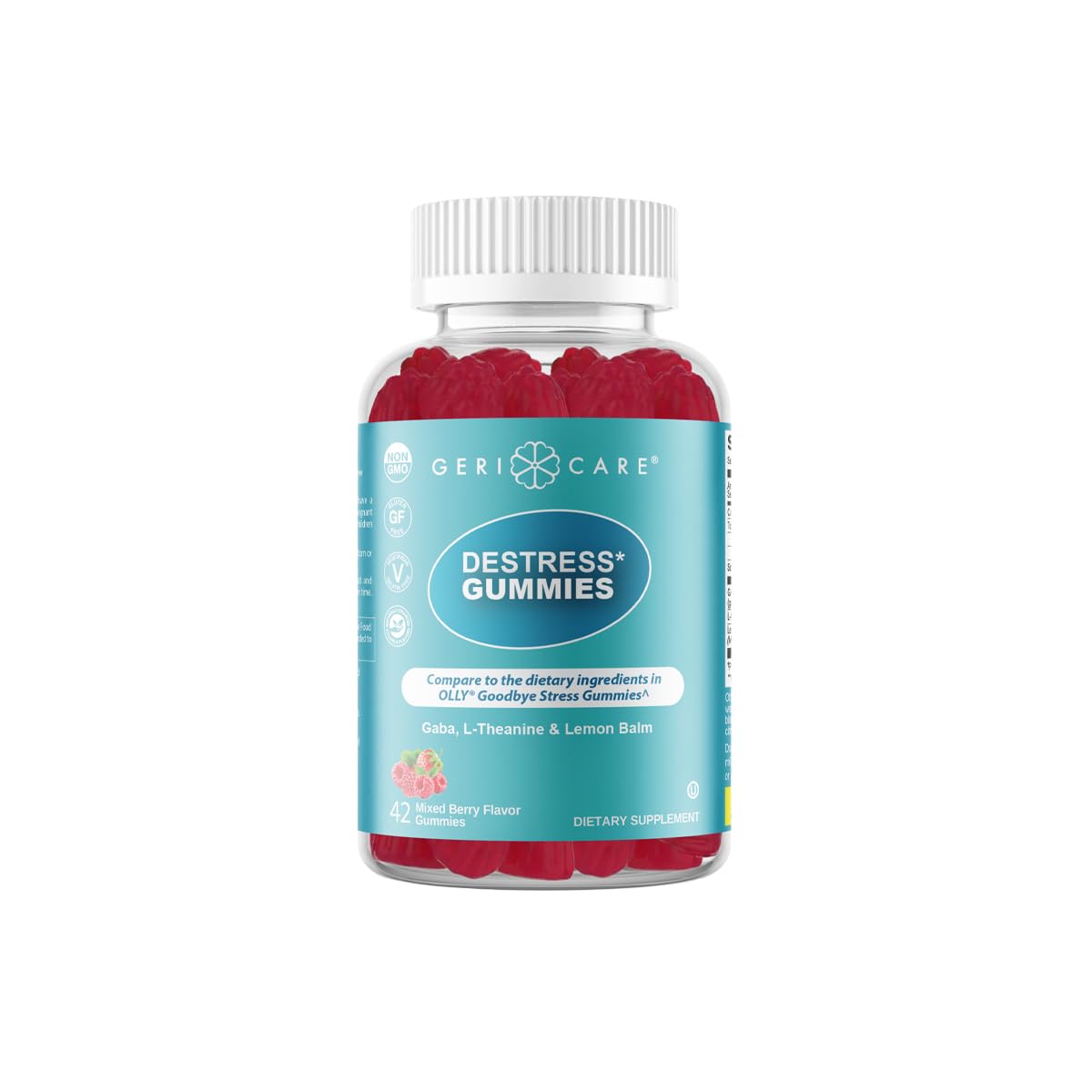 GeriCare DeStress Gummies with GABA, L-Theanine & Lemon Balm Mixed Berry Flavor – 42 Count – Supports Relaxation & Mental Clarity – Non-GMO, Gluten-Free, Vegan GeriCare buy supplements canada