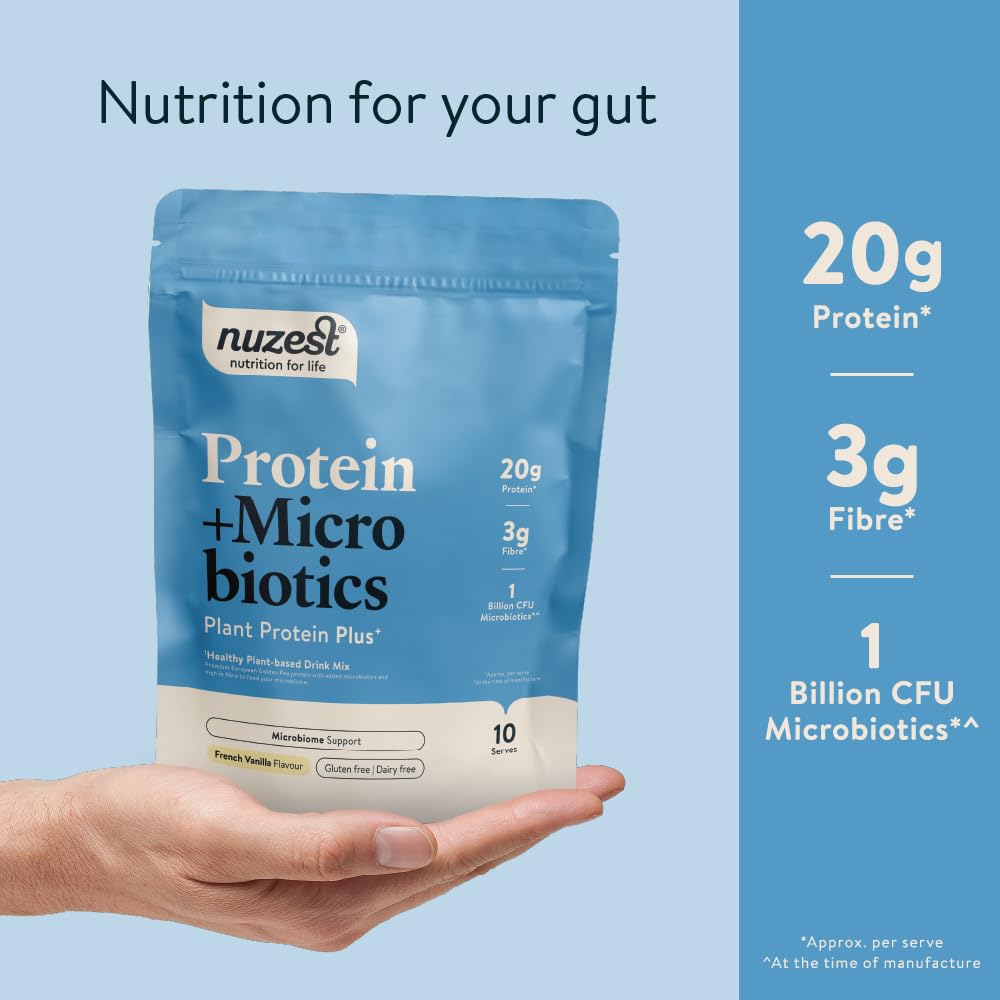 Nuzest - Protein + Microbiotics – Gut Health - Plant Protein Powder - French Vanilla, 300g (10 Servings) Nuzest buy supplements canada