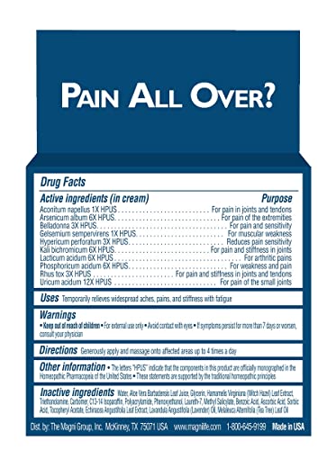 MagniLife Pain and Fatigue Relief Cream, 4 oz, Fast-Acting Relief for Fibromyalgia Symptoms, Muscle Aches & Joint Pain, Helps Relieve Soreness & Tenderness, Deep Penetrating Formula MagniLife buy supplements canada