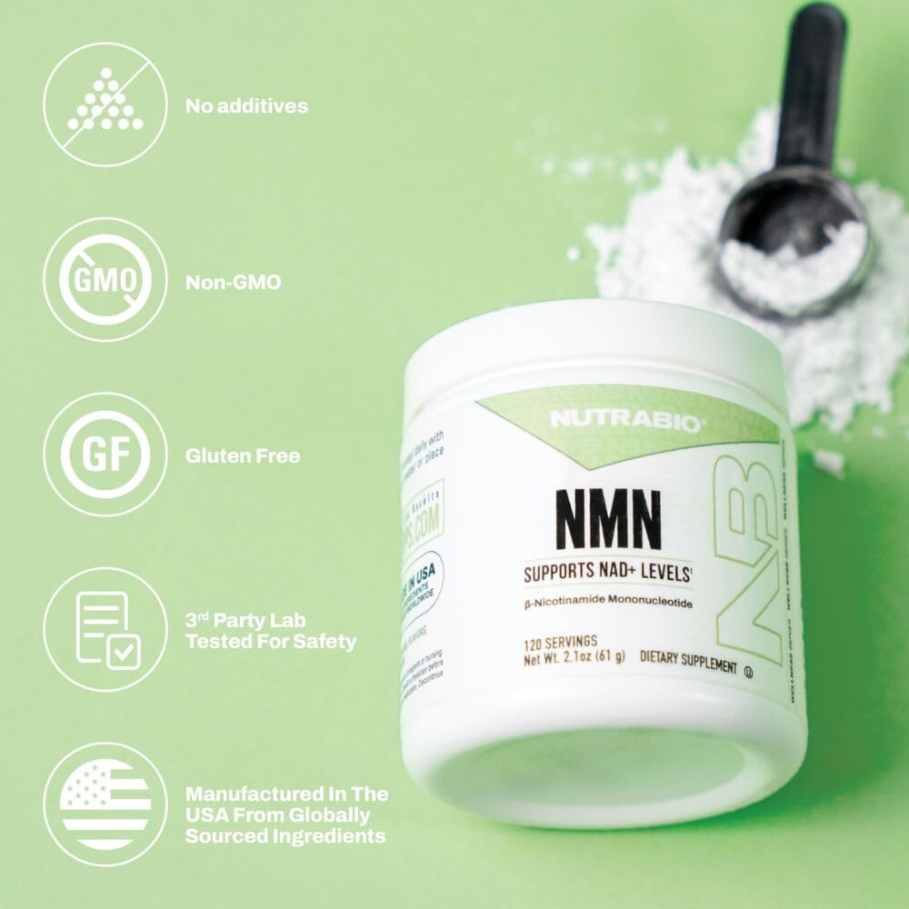 NutraBio NMN - NAD Supplement, Longevity Support, Boost NAD Levels, Increase Cellular Energy, Brain Health, Healthy Aging- 120 Servings NutraBio buy supplements canada
