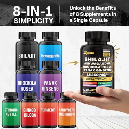 Zoyava Shilajit Pure Himalayan 9000MG,Energy Booster Ashwagandha 2000MG Zoyava buy supplements canada