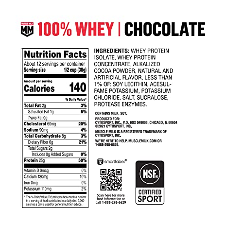 Muscle Milk 100% Whey Protein Powder, Chocolate, 5 Pound, 66 Servings, 25g Protein Muscle Milk buy supplements canada