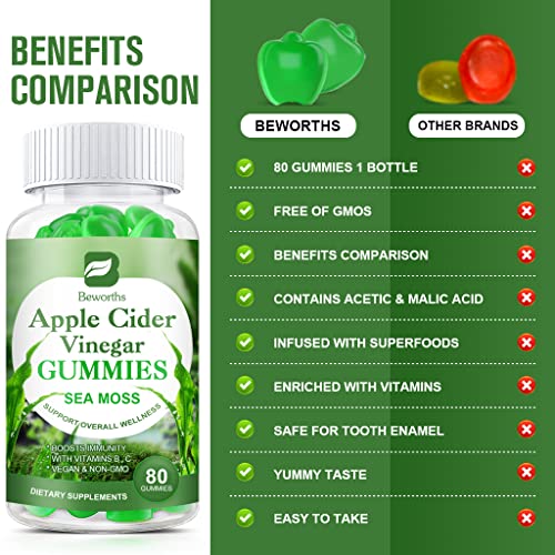 B BEWORTHS Apple Cider Vinegar & Sea Moss Gummies, Organic ACV Gummies B BEWORTHS buy supplements canada