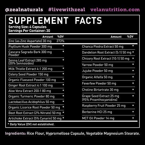 Véla Colon Cleanse & Liver Detox Formula Cleanse - 22 Herbs with Milk Thistle, Turmeric Véla buy supplements canada