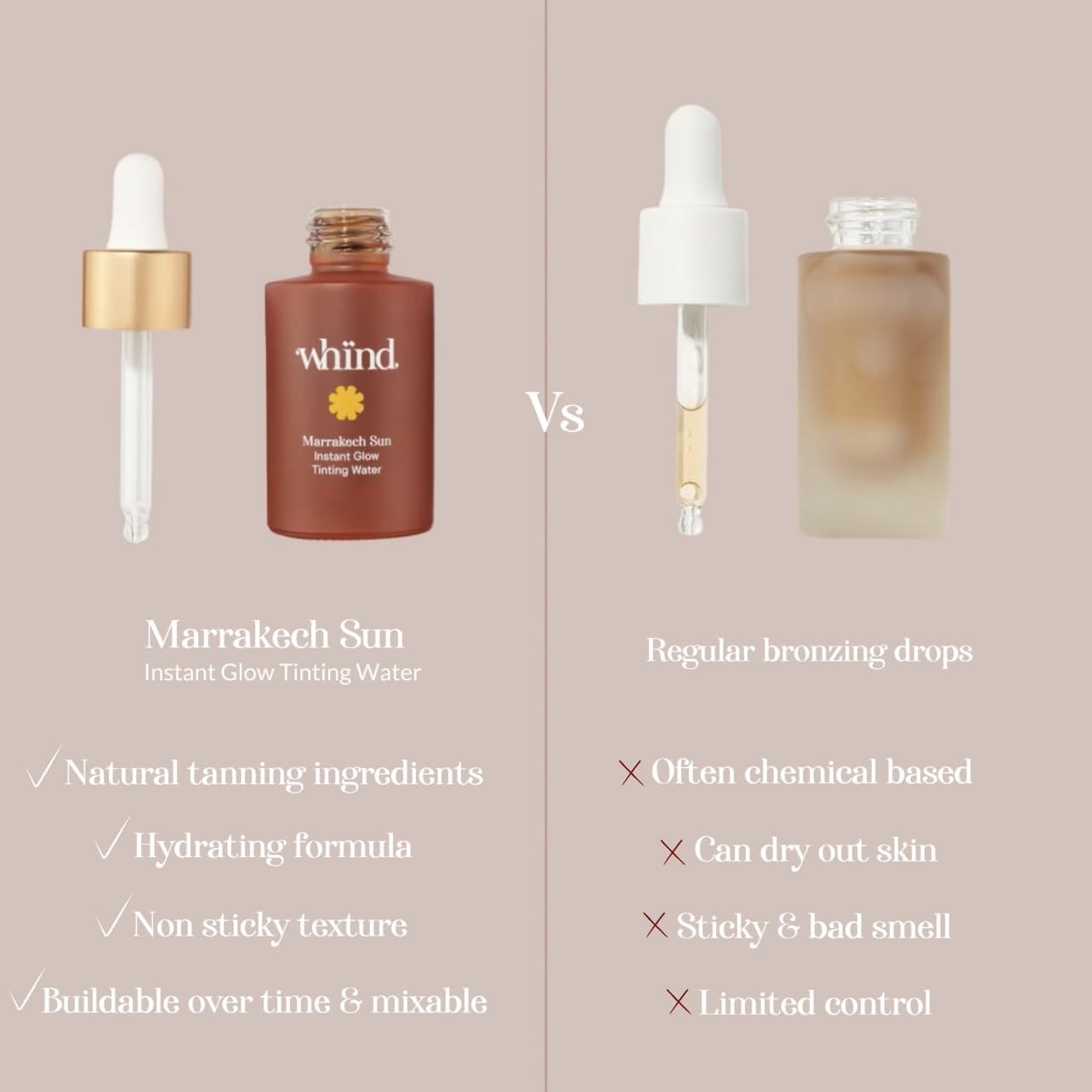 WHIND Marrakech Sun Instant Glow Tinting Water- Self Tanner Face Drops –Bronzing for Face –Lightweight Tanner/Natural Tan- Streak-Free Glow – Tan Drops for Radiant Skin - 1oz / 30ml WHIND buy supplements canada