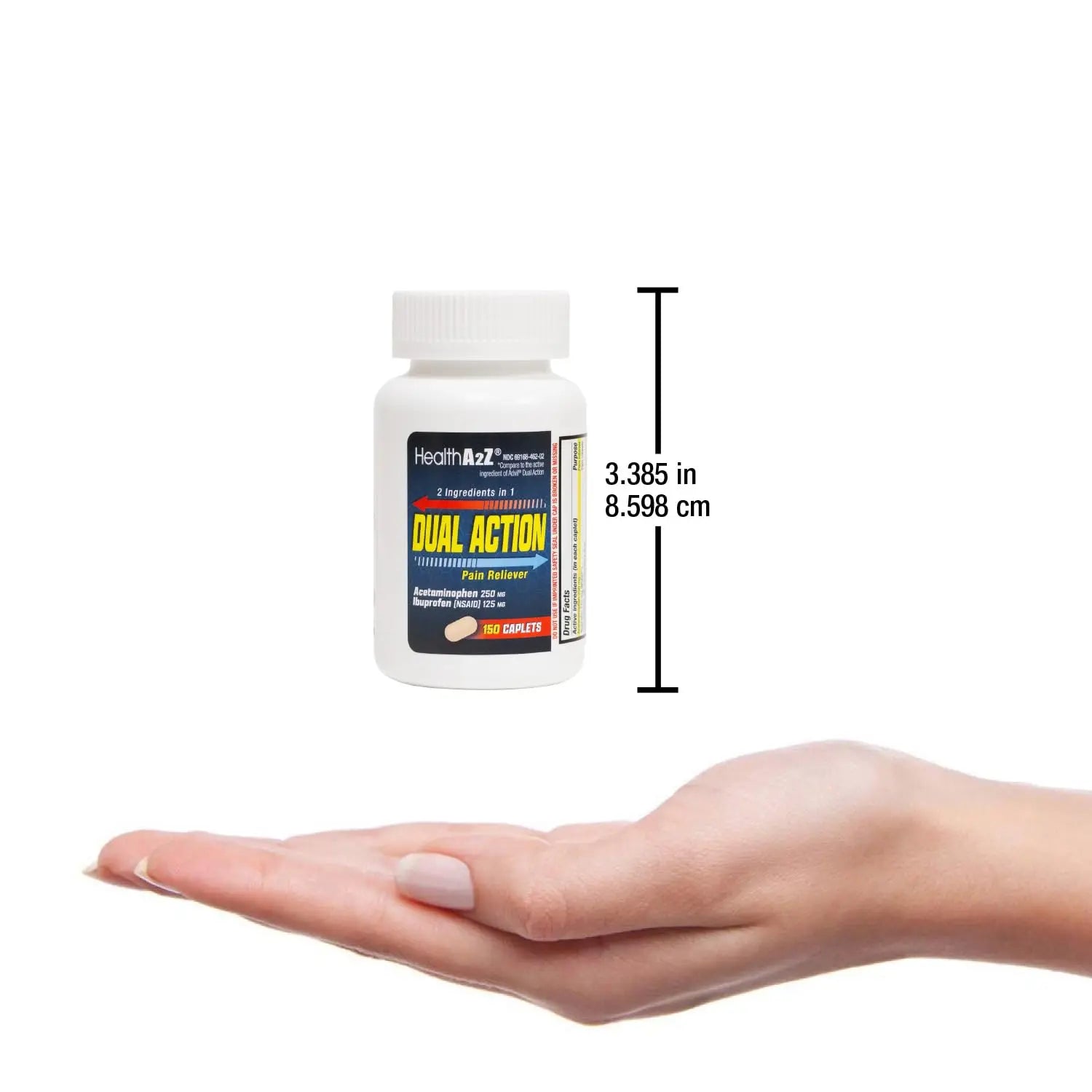 HealthA2Z® Dual Action Pain Relief | Acetaminophen 250mg & Ibuprofen (NSAID) 125mg | Contains Two Medicines | Relief from Headache, Fever & Backache (150 Caplets) HealthA2Z buy supplements canada
