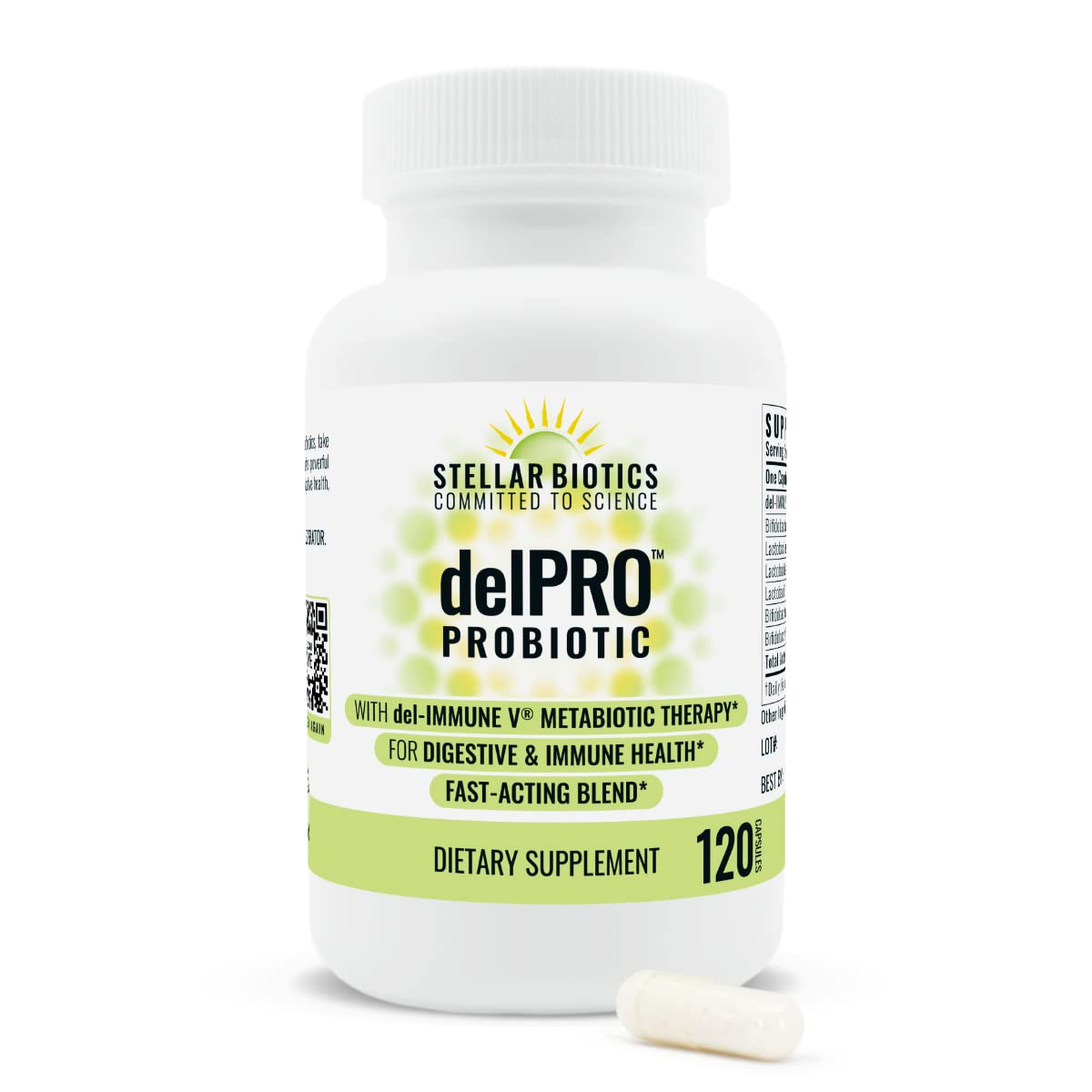 Del-Immune V® + Delpro Probiotic & Prebiotic Blend by Stellar Biotics - Promotes Optimal Gut Health, Digestion, Immune Support & Mood (120 Capsules) Del-Immune V buy supplements canada