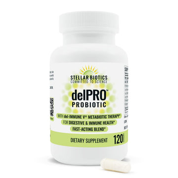 Del-Immune V® + Delpro Probiotic & Prebiotic Blend by Stellar Biotics - Promotes Optimal Gut Health, Digestion, Immune Support & Mood (120 Capsules) Del-Immune V buy supplements canada