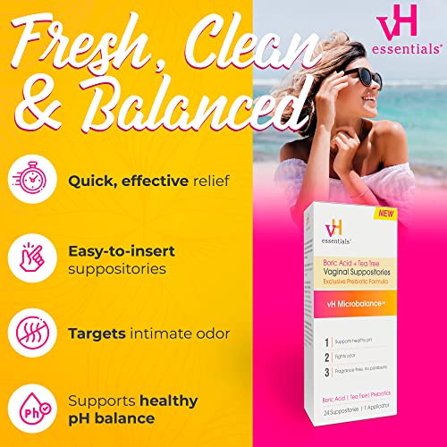 vH essentials Boric Acid + Tea Tree Vaginal Suppositories - Prebiotics Formula with Lactic Acid vH essentials buy supplements canada