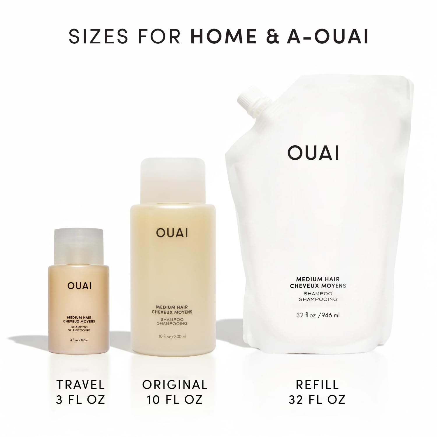 OUAI Medium Shampoo Refill - Hydrating Shampoo with Coconut Oil, Babassu, Kumquat Extract and Keratin - Strengthens, Nourishes and Adds Shine - Paraben, Phthalate and Sulfate Free Hair Care (32 Fl Oz) OUAI buy supplements canada