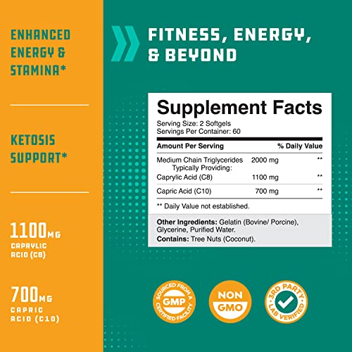 C8 MCT Coconut Oil Softgels - MCT Oil Keto Pills with Caprylic Acid Coconut Oil Natures Craft buy supplements canada