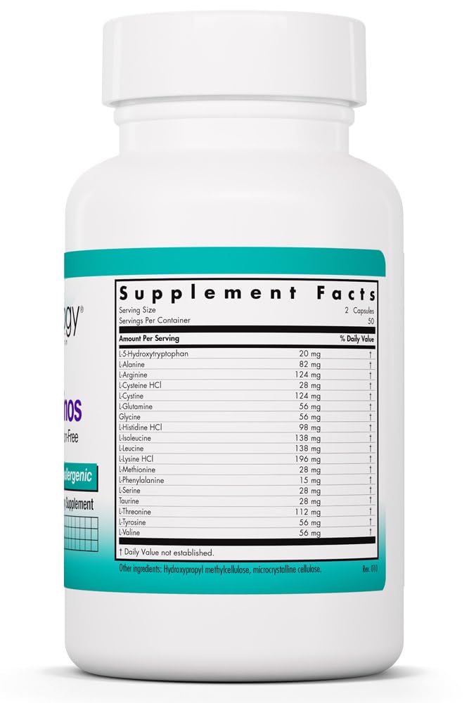 Nutricology Free Aminos Supplement - Essential Amino Acids Complex, Lean Muscle Mass Support, Vegetarian Capsules - 100 Count Allergy Research Group buy supplements canada