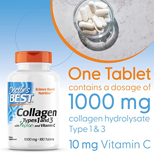 Doctor's Best, Collagen Types 1 and 3, Peptane & Vitamin C, 1,000mg, 180 Tablets Doctor's BEST buy supplements canada