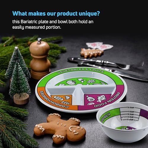 Portion Control Bariatric Plates and Bowls Set of 2 (4pcs Total) - Self-Measuring Plates HeroFiber buy supplements canada