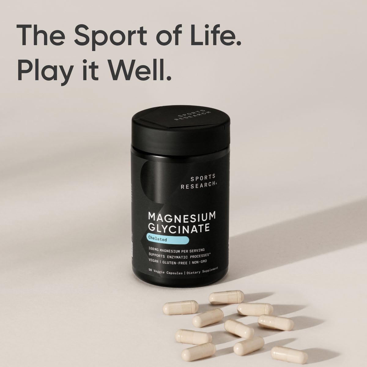 Sports Research® Magnesium Glycinate - Supports Restful Sleep & Enzymatic Processes - 160 mg Chelated Magnesium - Vegan Capsule - 90 Count Sports Research buy supplements canada