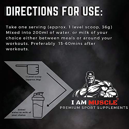 Ultimate Whey Protein + BCAA’s Powder, Premium High Protein Isolate, Enhance Lean Muscle Mass and Recovery, 1kg I AM MUSCLE buy supplements canada