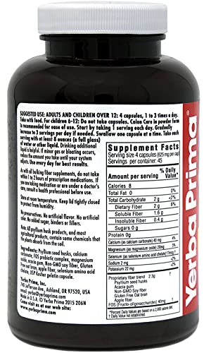 Yerba Prima Prebiotics Colon Care Fiber Caps, 180 Capsules - Five Forms of Fiber Plus FOS Yerba Prima buy supplements canada