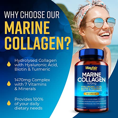 Mayfair Nutrition Marine Collagen 120 High Strength Capsules 1470mg Complex with Hyaluronic Acid Mayfair Nutrition buy supplements canada