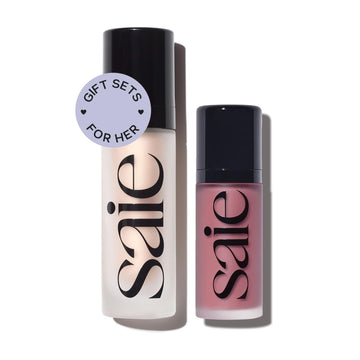 Saie Radiant Glow Duo - Dew Liquid Blush (Chilly, .40 oz) + Glowy Super Gel (Starglow, 1 oz) - Hydrating Cream Blush & Illuminating Primer for a Luminous, Natural Finish Saie buy supplements canada