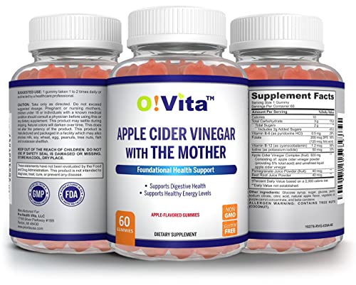 O!VITA Apple Cider Vinegar Gummies with The Mother, Gluten Free, Vegan, Made with Pomagranate O!VITA buy supplements canada