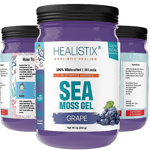 Healistix Grape Irish Sea Moss Gel- St Lucia Wildcrafted Seamoss Gel, Packed HX HEALISTIX buy supplements canada