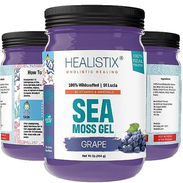 Healistix Grape Irish Sea Moss Gel- St Lucia Wildcrafted Seamoss Gel, Packed HX HEALISTIX buy supplements canada