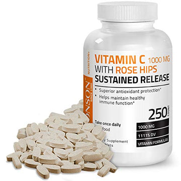Bronson Vitamin C 1000 mg with Rose Hips Sustained Release, 250 Tablets Bronson buy supplements canada
