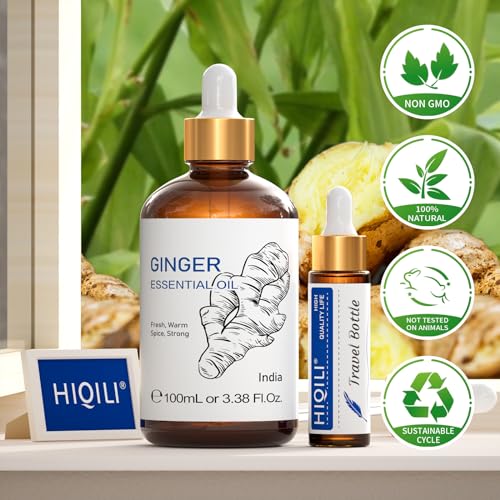 HIQILI Pure Ginger Essential Oil 3.38 Fl Oz, Pure Natural Premium Ginger Oil for Massage HIQILI buy supplements canada