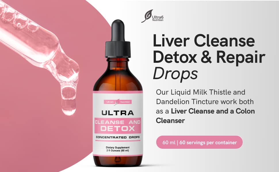 Liver Cleanse Detox & Repair Drops with Milk Thistle Extract, Dandelion Root Extract & Artichoke Ultra6 Nutrition buy supplements canada