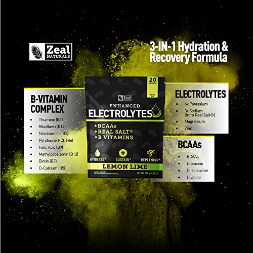Enhanced Electrolyte Powder Stick Packs (Lemon Lime - 20 Packets) Sugar Free Zeal Naturals buy supplements canada