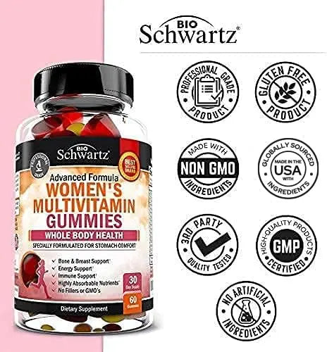 Women's Multivitamin Gummies with Vitamin A C B6 B12 D & E Vitamins for Immune Support - Gummy Multivitamin for Women BioSchwartz buy supplements canada