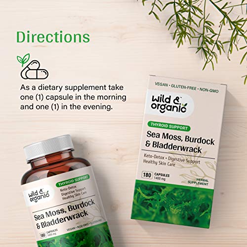 Sea Moss Capsules - 180 Caps Wildcrafted Irish Moss, Burdock Root & Bladderwrack Wild & Organic buy supplements canada