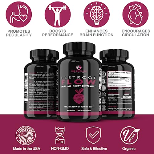 Beet Root Capsules Organic Beet Root Powder 1300mg | Natural Nitric Oxide Booster THE ENCLARE NUTRITION buy supplements canada