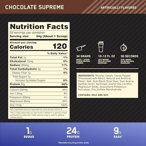 Optimum Nutrition Gold Standard 100% Casein Slow Digesting Protein Powder with Zinc Optimum Nutrition buy supplements canada