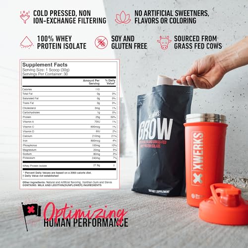 Xwerks Grow 100% New Zealand Grass-Fed Whey Protein - 25g of Pure Isolate Protein Xwerks buy supplements canada