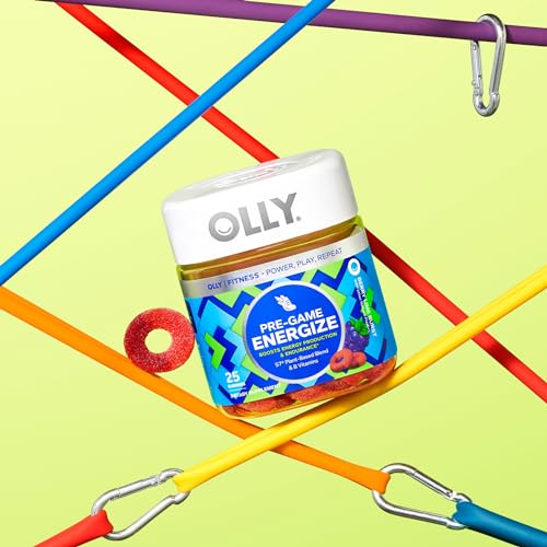 OLLY Pre-Game Energize Workout Gummy Rings, S7 Plant-Based Blend, B Vitamins, Berry OLLY buy supplements canada