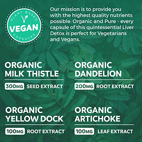 Organic Liver Cleanse Detox & Repair (Vegan, Non-GMO) Milk Thistle Extract (80% Silymarin) PURE CO buy supplements canada