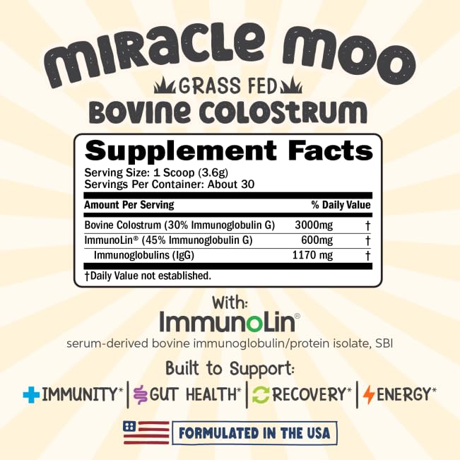 Colostrum Supplement for Gut Health, Hair Growth, Beauty and Immune Miracle Moo buy supplements canada
