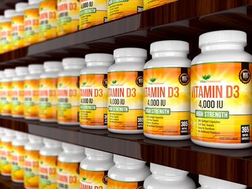 Vitamin D 4,000 IU Softgels, Maximum Strength Vitamin D3 Supplement, 365 Easy to Swallo Vita Premium buy supplements canada