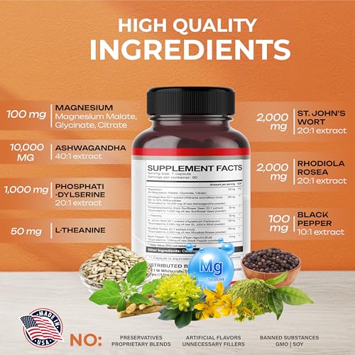 CORTISOL SHIELD 9 IN 1 - 15,250mg Magnesium + Ashwagandha with Phosphatidylserine ULTRA HERBS buy supplements canada