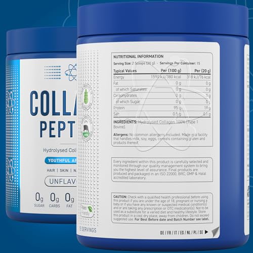 Applied Nutrition Collagen Peptides Powder - Hydrolysed Bovine Collagen Protein, Halal, Healthy Skin, Hair, Nails (Unflavoured) (300g - 15 Servings) Applied Nutrition buy supplements canada
