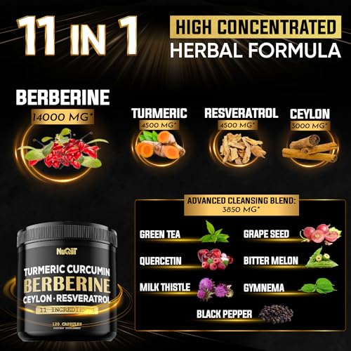 Berberine Supplement 14000mg Turmeric Curcumin 4500mg Trans-Resveratrol 4500mg Nuqiit buy supplements canada