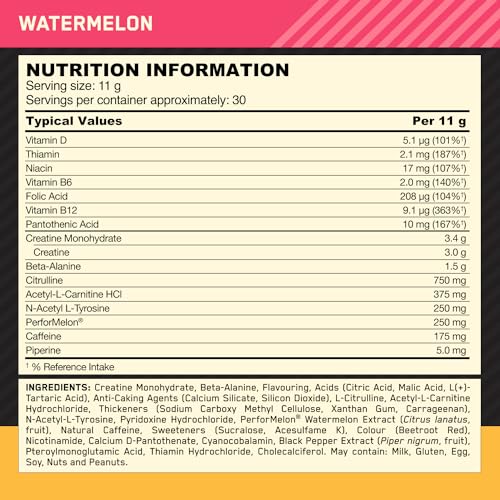 Optimum Nutrition Gold Standard Pre Workout Watermelon Flavoured Powder, 330g Optimum Nutrition buy supplements canada