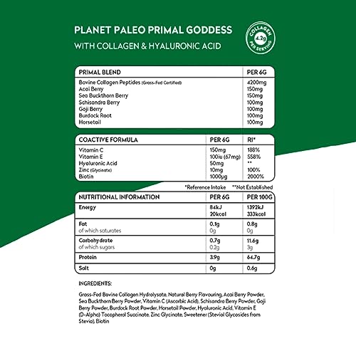 Planet Paleo Primal Goddess -Pure Collagen with Hyaluronic Acid and Zinc (210g, 35 Servings) Planet Paleo buy supplements canada